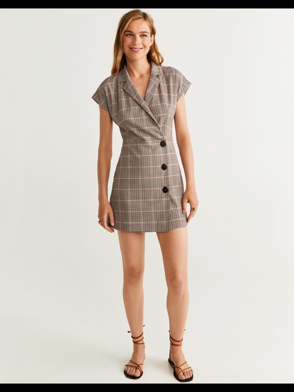 Mango Plaid Mini Dress in Brown and Black